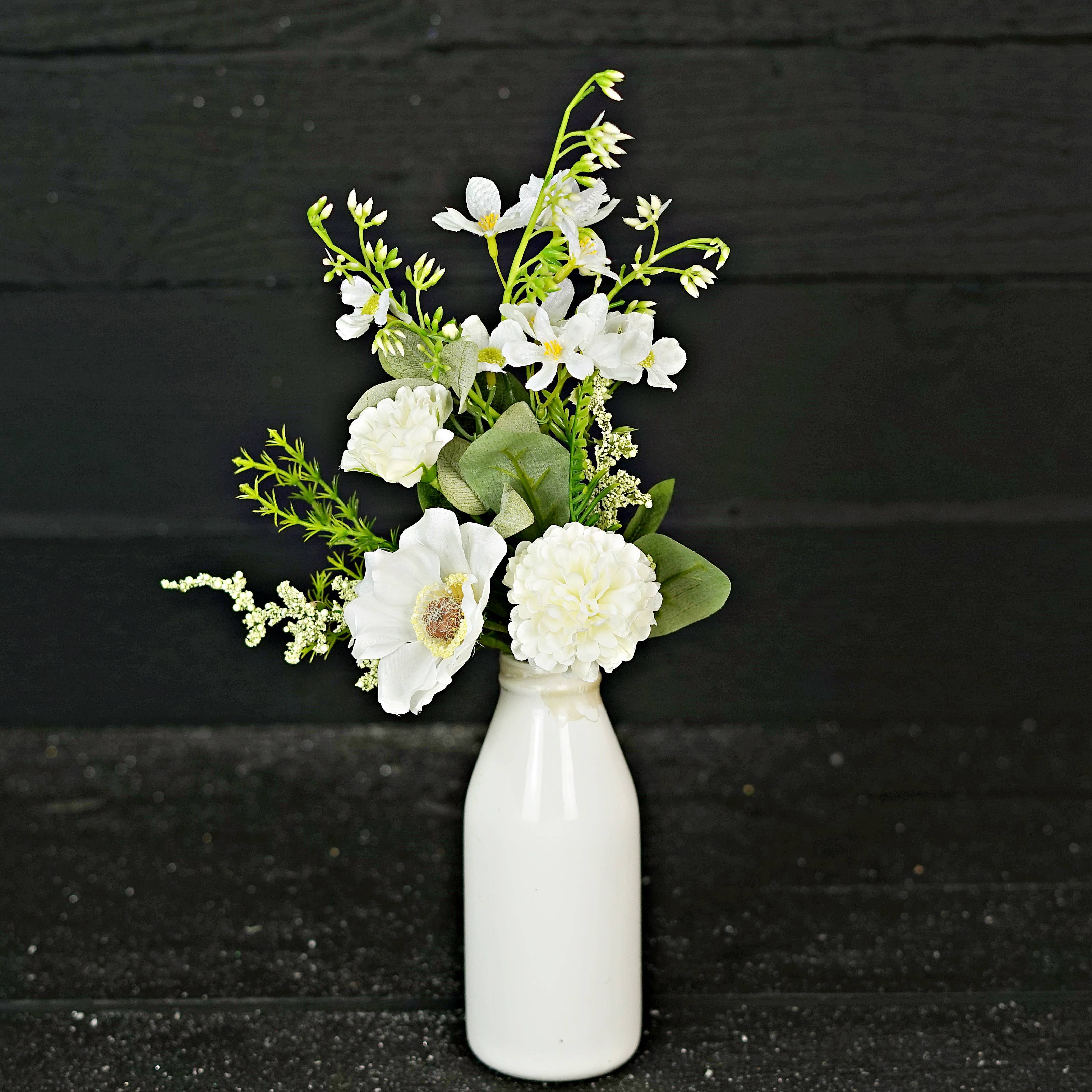 Holiday Depot Inc. - Wholesale Artificial Flowers - 35261- 16in Bush-White Anemone with Carnations-1