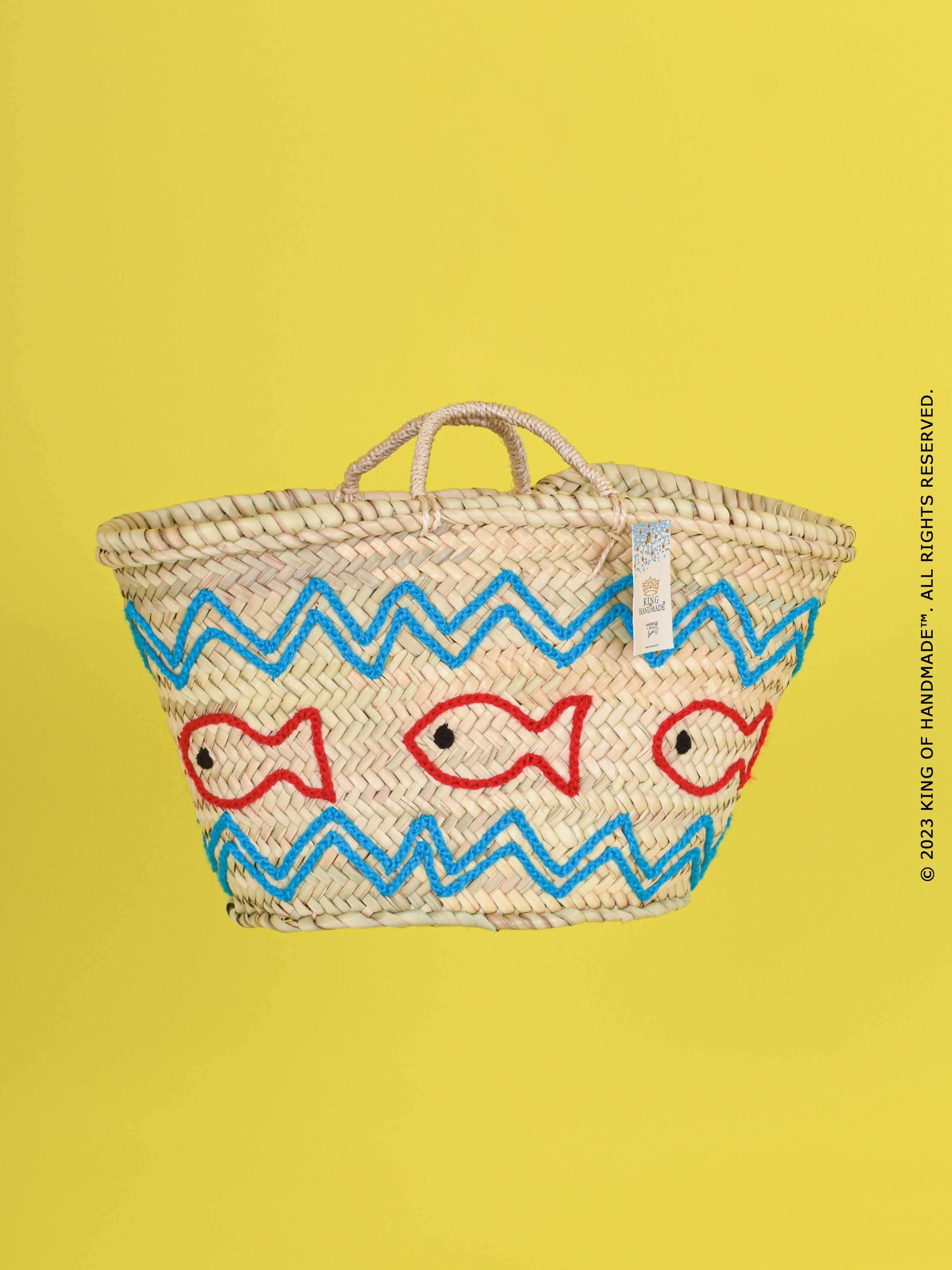 King Of Handmade – Saco de praia por atacado – Bolsa de Verão com Motivo - Tote de Praia Única - Cesto de palha11