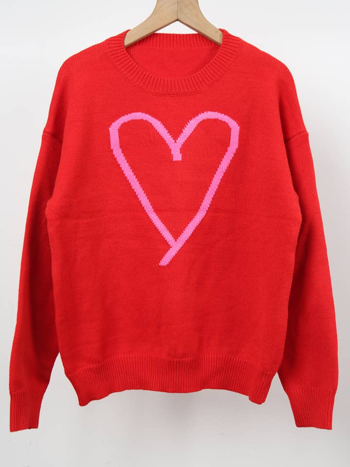 Hope & Sunshine - Wholesale Knit Sweater - Women's - Valentine's Heart Pullover Sweater33