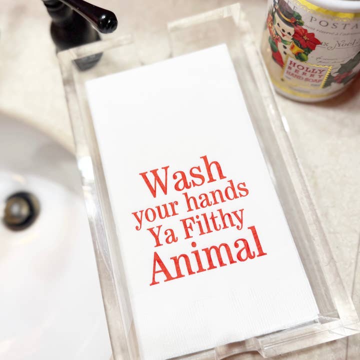 Suburban Soiree - Vendita all'ingrosso Tovagliolo monouso - Asciugamani Ospiti Salviette "Lavati le Mani, Animale Sporco"3