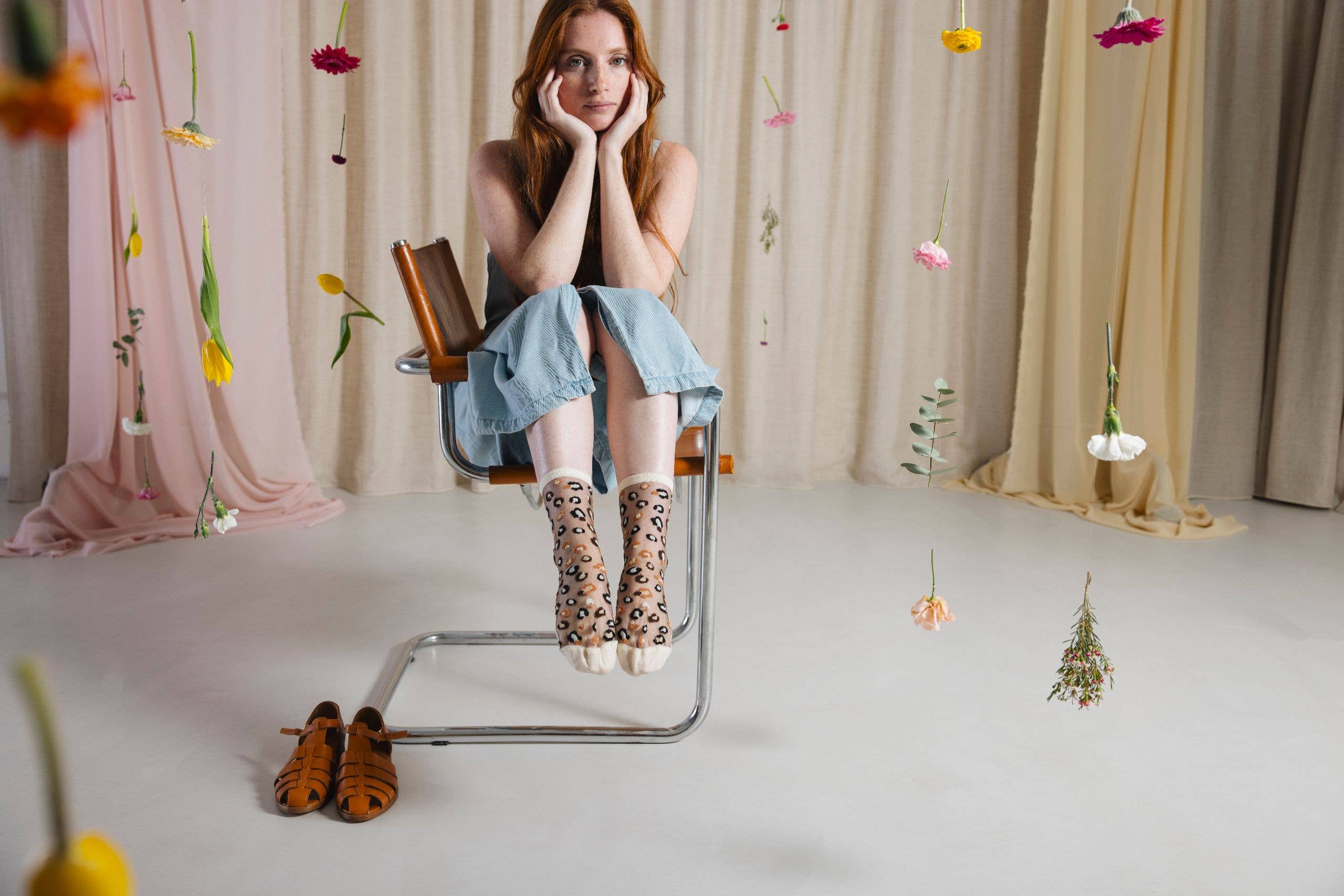 Atelier St Eustache - Vente Chaussettes – femme - Horseshoe Bend Crème • Chaussettes transparentes léopard4