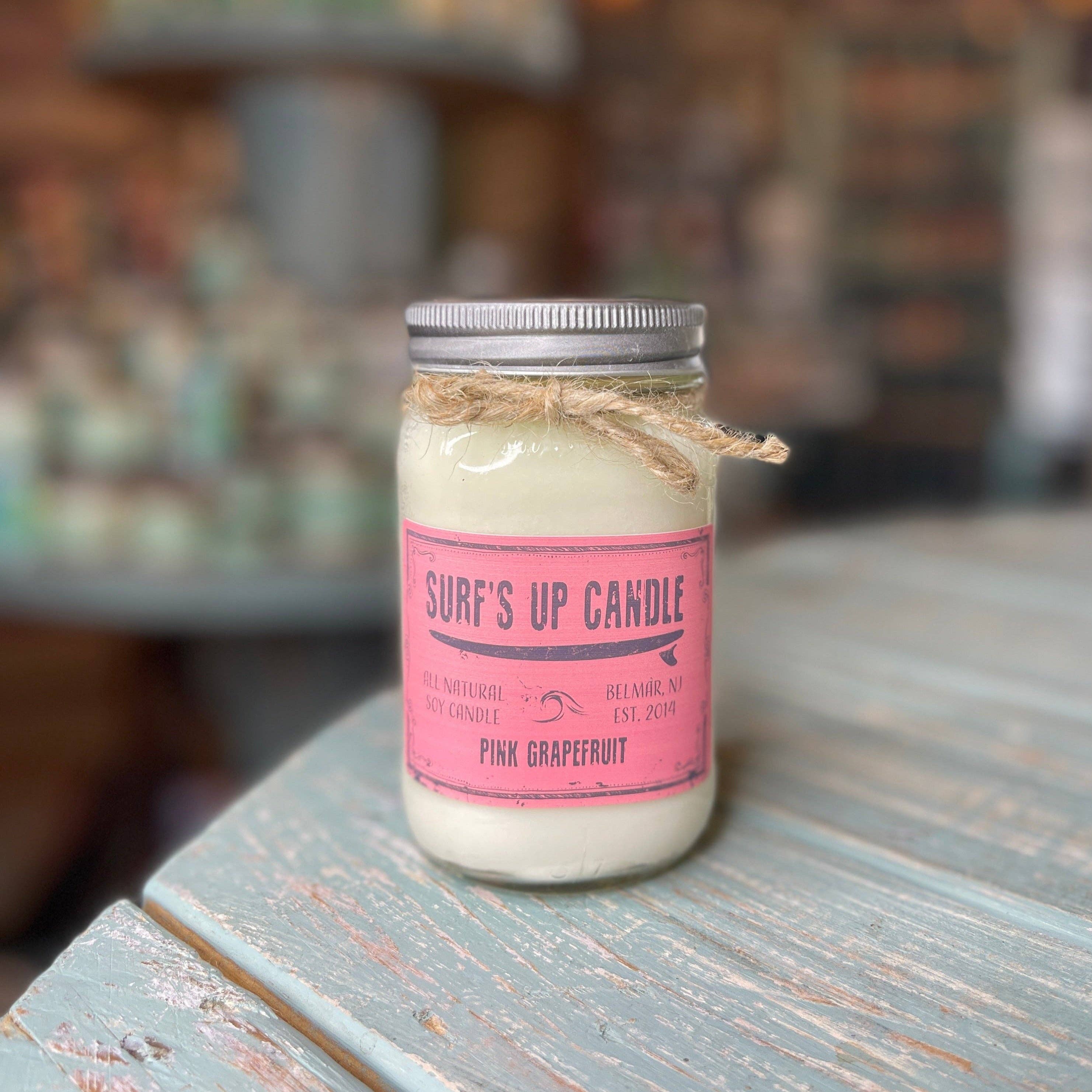 Surfs Up Candle - Wholesale Jar/Filled Candle - Pink Grapefruit Mason Jar Candle - Original Collection1