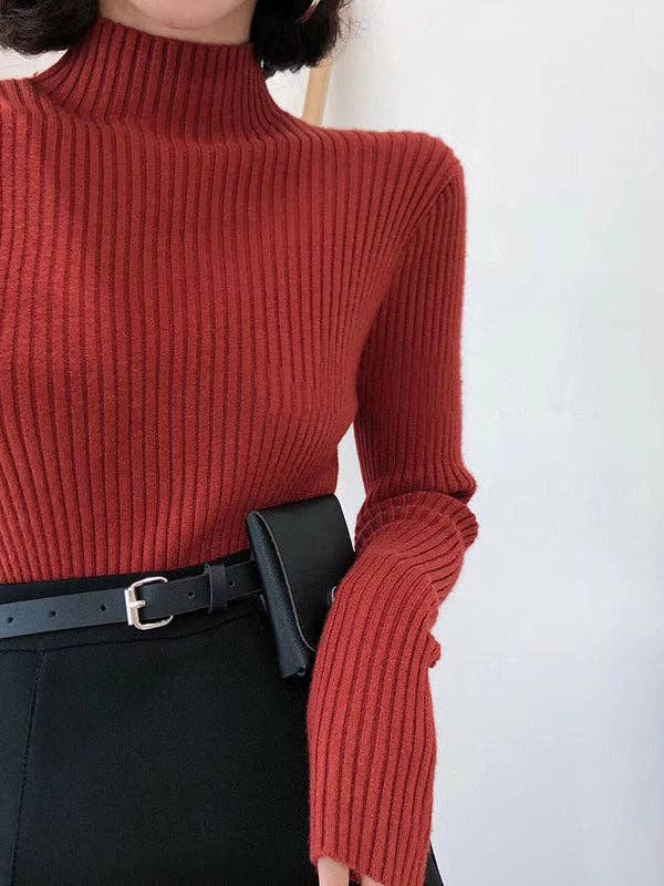 ShieldChic – Großhandel Strickpullover – Damen – 9 Farben Strickpullover mit geteiltem Gelenk und hohem Kragen7