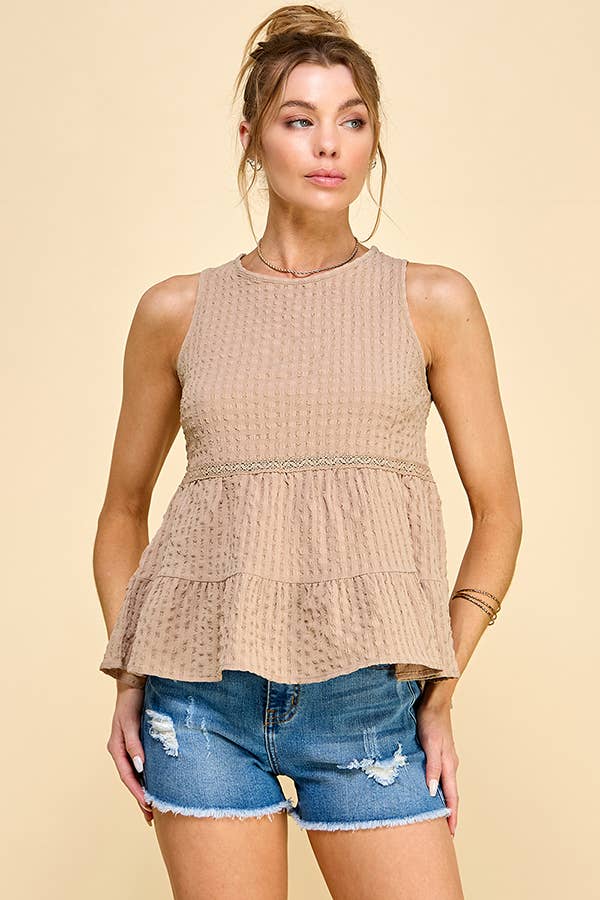Heart & Hips - Wholesale Blouse - Women's - WK50480 - BABYDOLL TIER BUBLLE WOVEN TOP WITH TIE BACK19