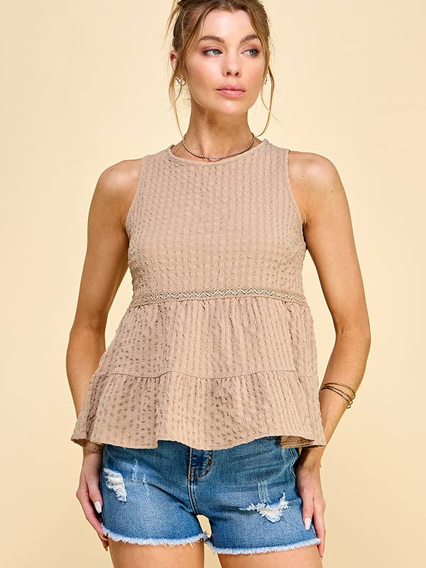 Heart & Hips - Wholesale Blouse - Women's - WK50480 - BABYDOLL TIER BUBLLE WOVEN TOP WITH TIE BACK19