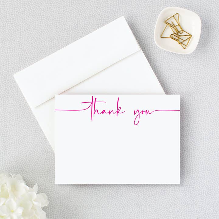 Papeterie plate moderne pour cartes de remerciement, lot de 10 cartes et enveloppes pour la vente par Designing Moments