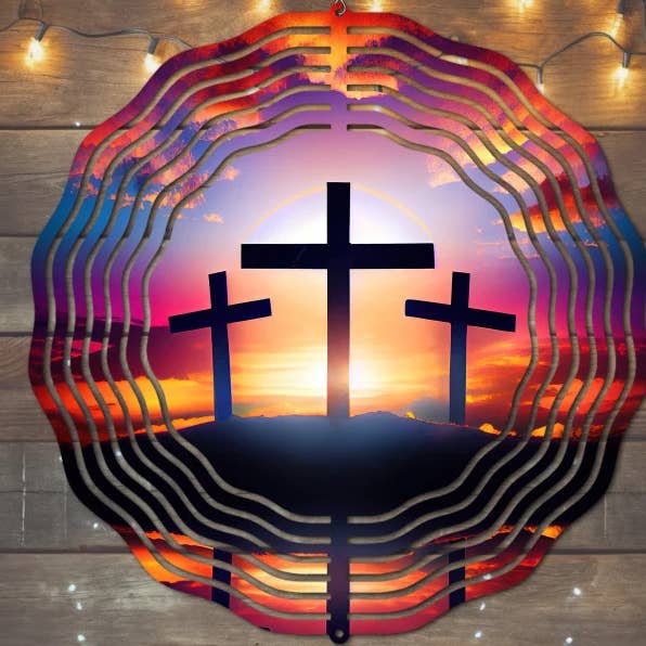 Christian Decor, 3 Crosses, Wind Spinner, Yard Art for wholesale by LakeDazes