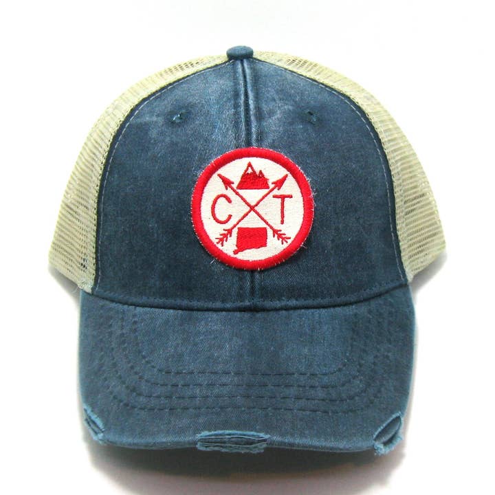 Connecticut Hat - Distressed Trucker - Connecticut Arrows for wholesale by Gracie Designs