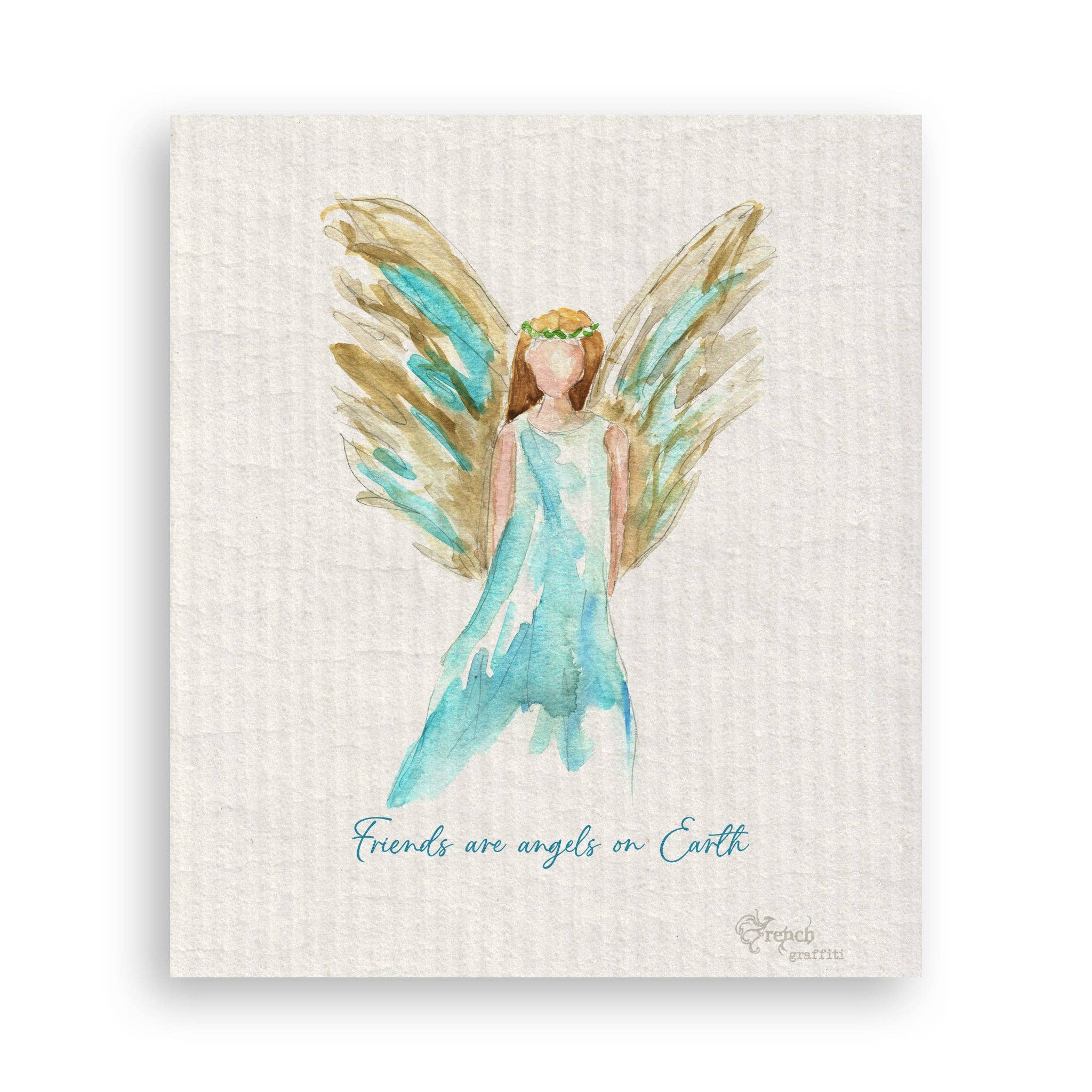 French Graffiti – Engroshandel Viskestykke – Blå himmelsk engel med venners citat16