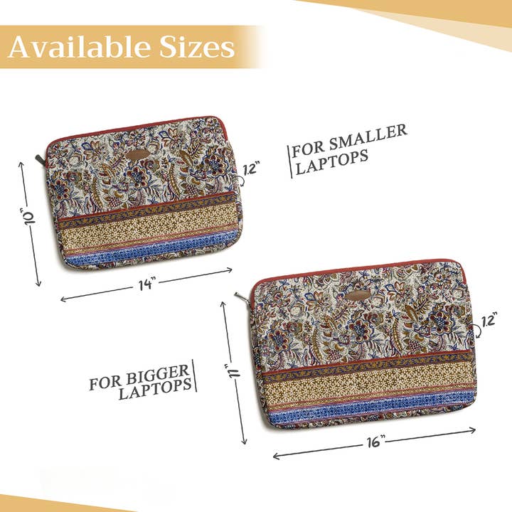 Maison d'Hermine - Design in Every Thread - Wholesale Laptop Bag - Unisex - Laptop bag 100% Cotton - Sleeve/Handle/Pocket - Jaipur20