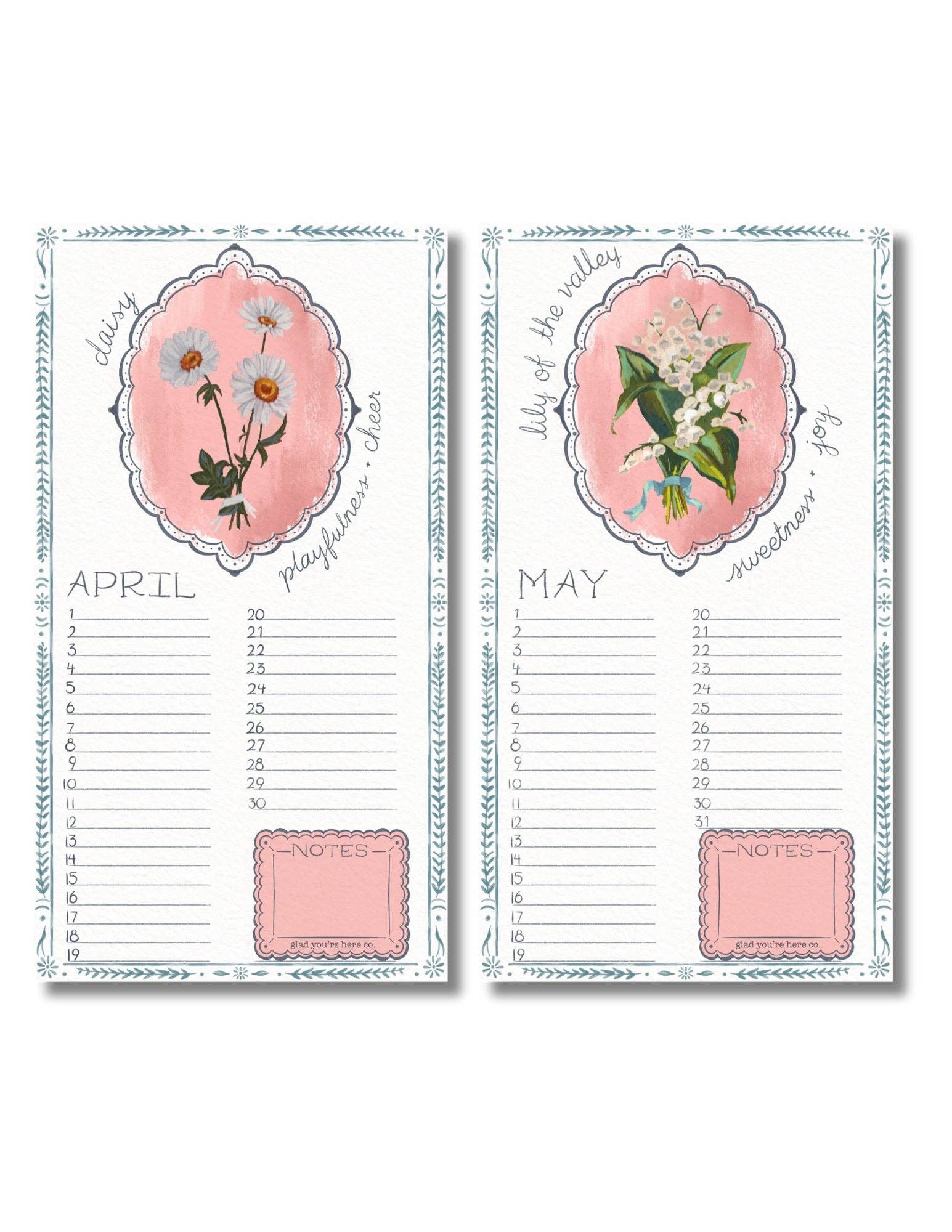 glad you're here co - Wholesale Calendar - Birth Month Flower Perpetual Calendar | Vintage Floral Wall Hanging Calendar | Birthday Calendar | Notes & Special Dates Organizer4