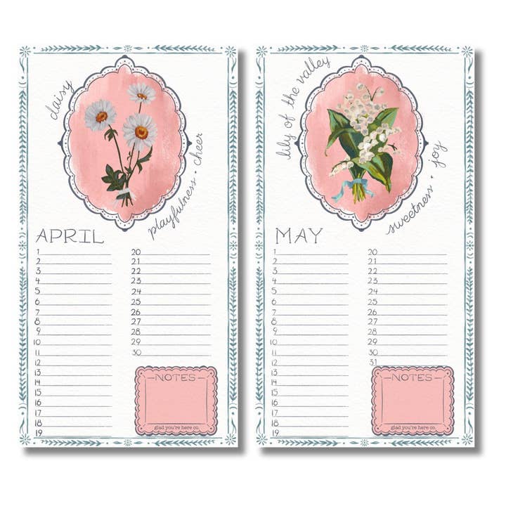 glad you're here co - Wholesale Calendar - Birth Month Flower Perpetual Calendar | Vintage Floral Wall Hanging Calendar | Birthday Calendar | Notes & Special Dates Organizer4