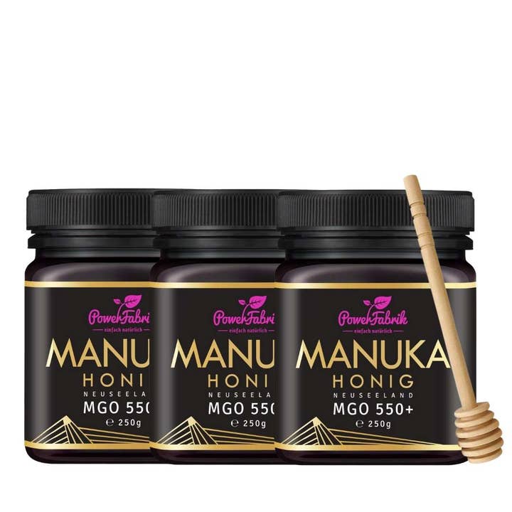 Fordel sæt: 3x Manuka MGO 550+ honning, 250g med rabat for engroshandel hos Power Fabrik
