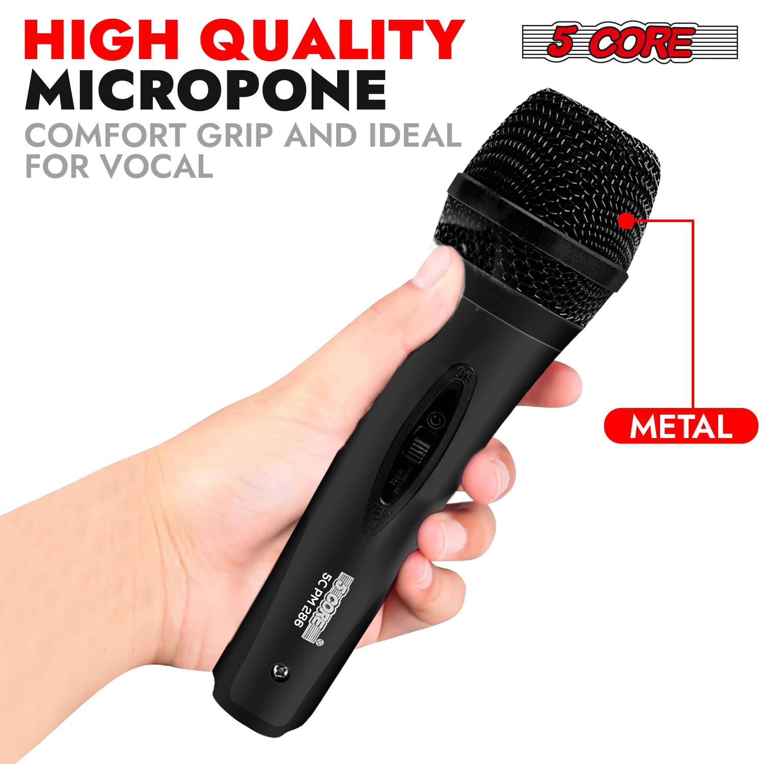 K Cube Inc - Wholesale Musical Instrument - 5 Core Dynamic Mic Wired Handheld XLR Microphone5