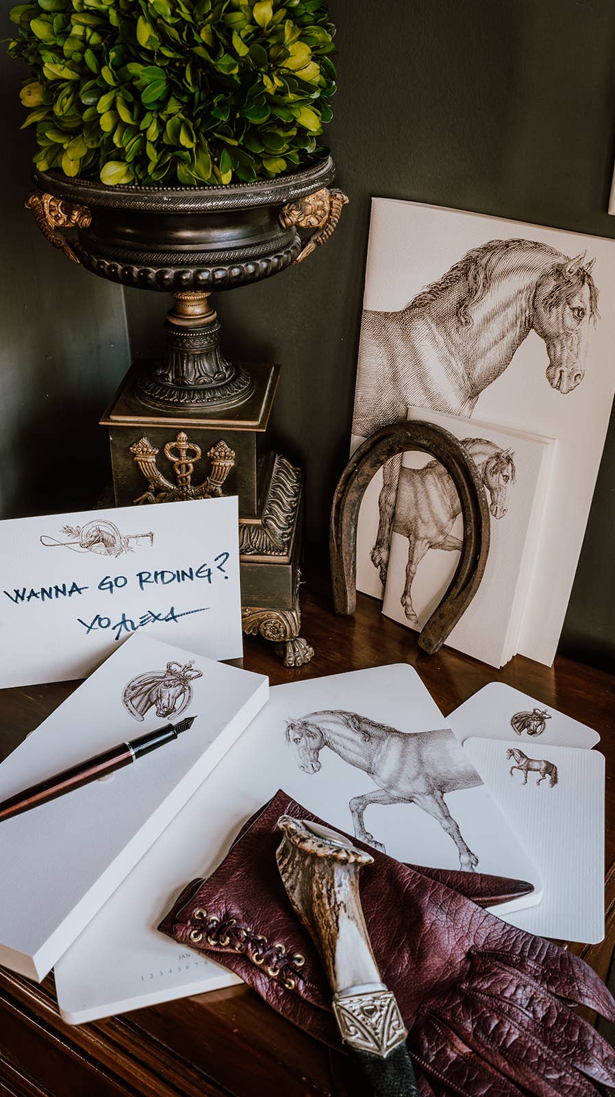 Alexa Pulitzer - Venta al por mayor Conjunto de papelería y tarjetas - Notas sobre Horse Shoe A61