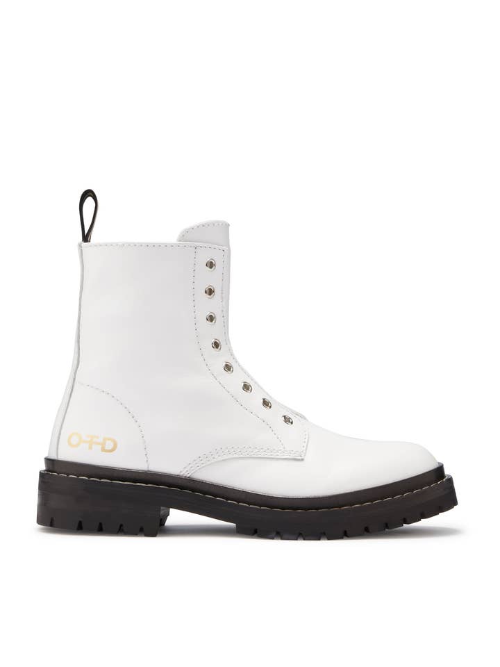Laceless Leather Combat Boots (White) for wholesale by ON THIS DAY