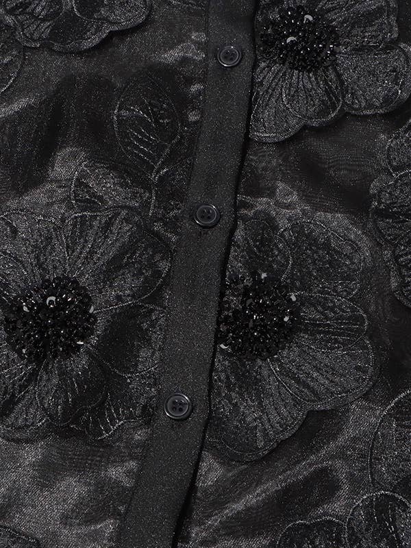 Productseeker - Wholesale Button Down Shirt - Women's - ST003 Luxe Organza Shirt with 3D Floral Sequin Detail15