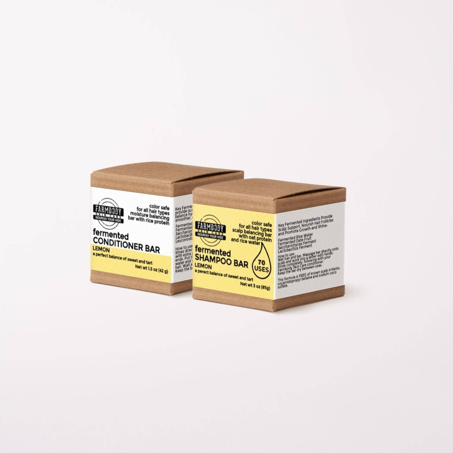 Farmbody Skin Care - Wholesale Shampoo Puck/Solid Shampoo - Zero Waste Solid Shampoo and Solid Conditioner Bar Set | Lemon0