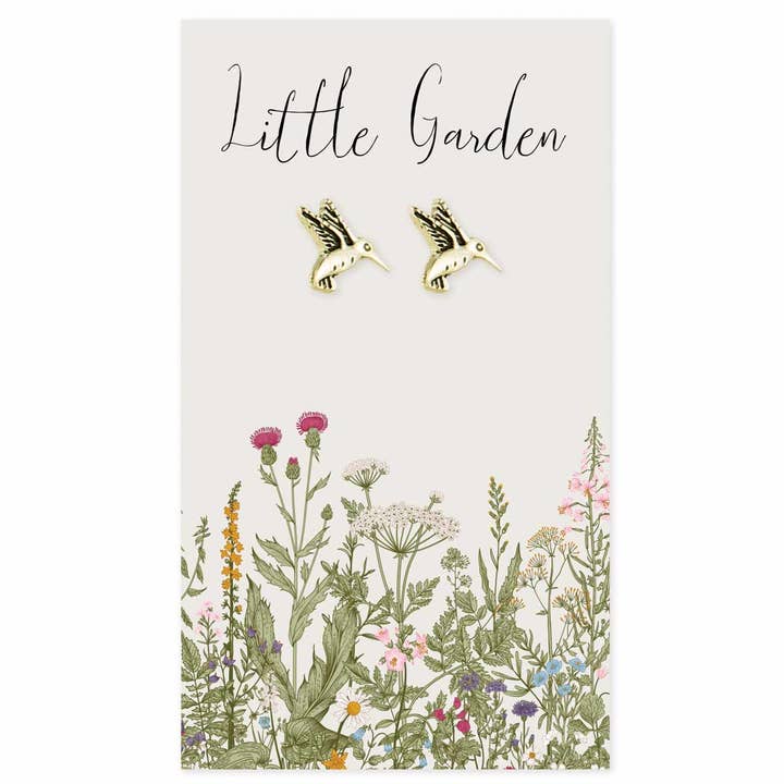 Boucles d'oreilles Little Garden en forme d'oiseau doré pour la vente par ZAD