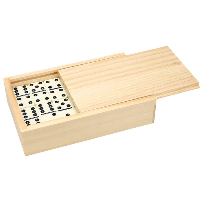 WE Games Double 6 White Dominoes Game Set in Wooden Case for wholesale by Wood Expressions