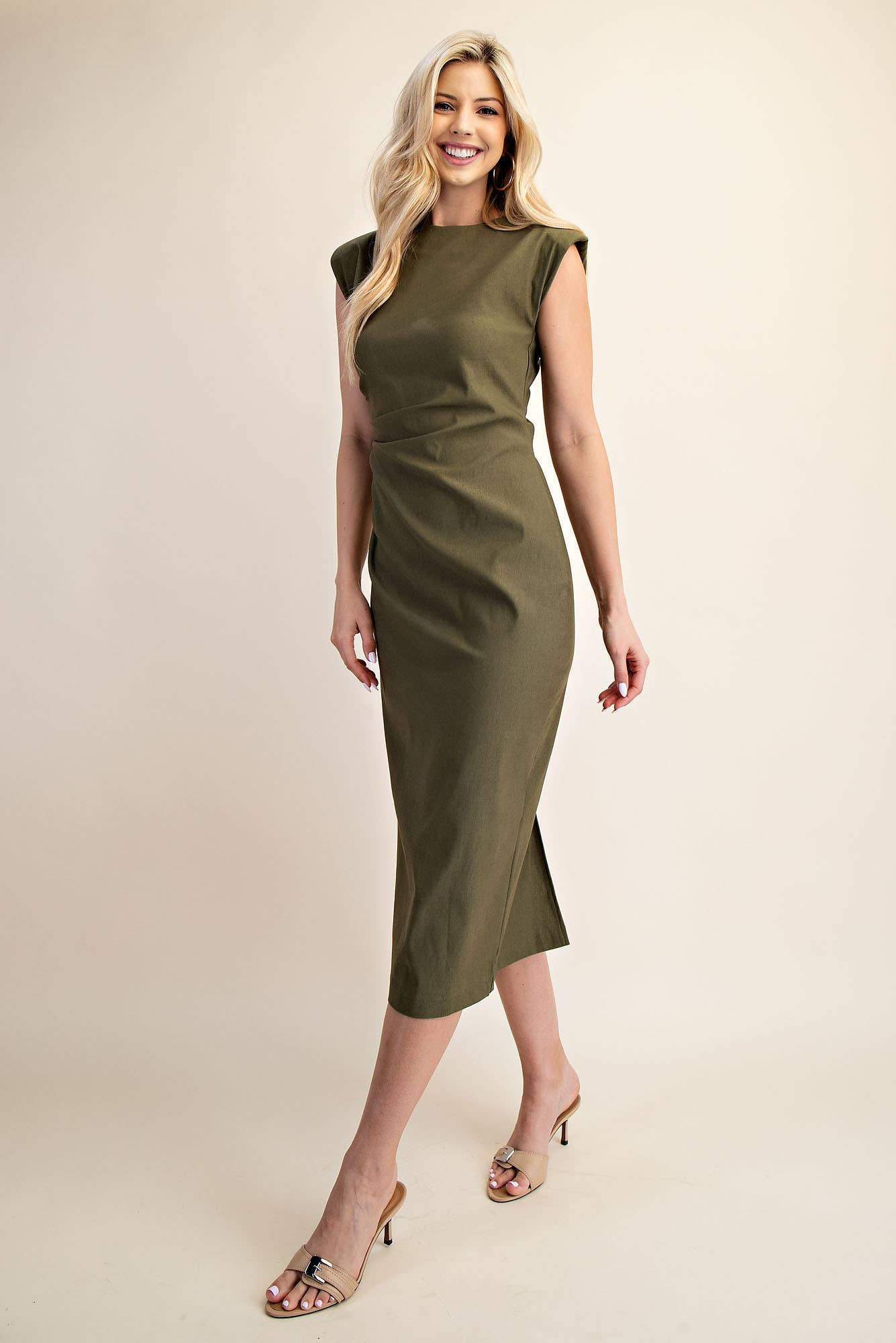 Glam - Wholesale Dress - Women's - Round Neck Sleeveless Midi Dress14