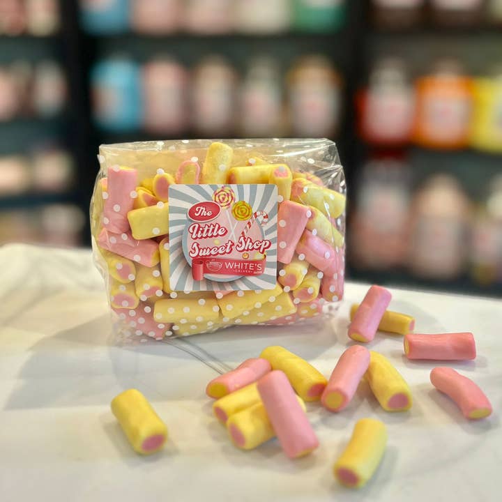 Flossy Teacake – wholesale Gummy – Rhubarb and Custard Sweet Bag 250g