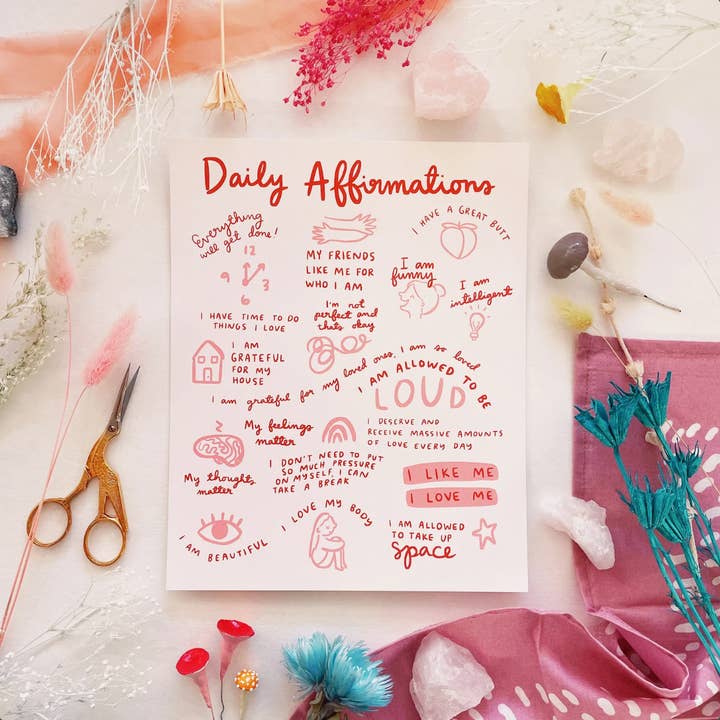 Abbie Ren Illustration - Vente Affiche d'art - Impression artistique Daily Affirmations 8 x 100