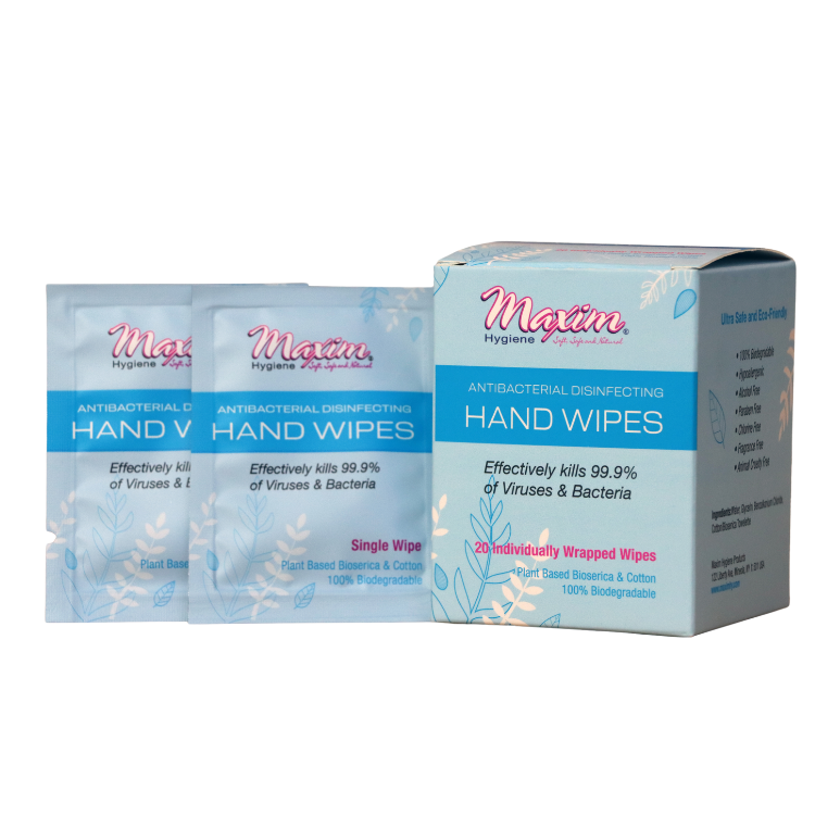 Maxim Hygiene Products - Wholesale Gezichts- en lichaamsdoekjes - Maxim® Antibacteriële Desinfectiedoekjes, Individueel Verpakt, 20 stuks1
