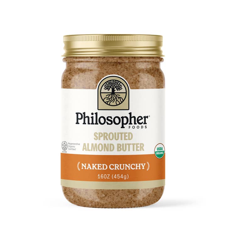 Philosopher Foods - Wholesale Nut Butter - Naked Crunchy Sprouted Almond Butter 16oz0
