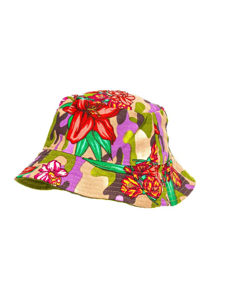 CAMOUFLAGE & FLOWERS PRINT T.U. HAT 100% CO MADE IN INDIA for wholesale by Ayfee