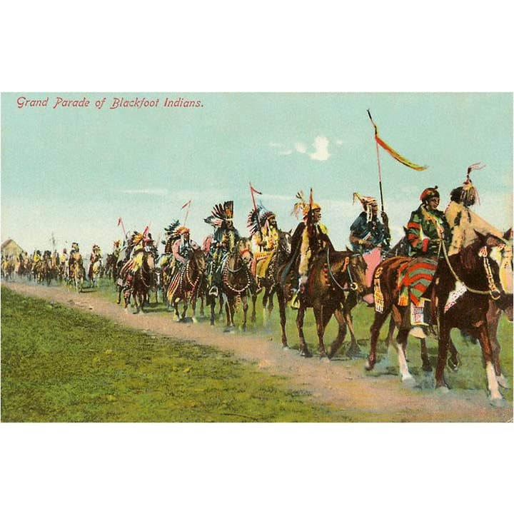 Found Image Press - Vente Cartes postales - Carte postale NA-76 Indiens Pieds-Noirs sur le sentier