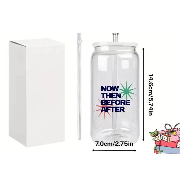 Copo de Acrílico Transparente com Palhinha - Design Agora Então Antes Depois para Uso Diário por atacado de Leafe