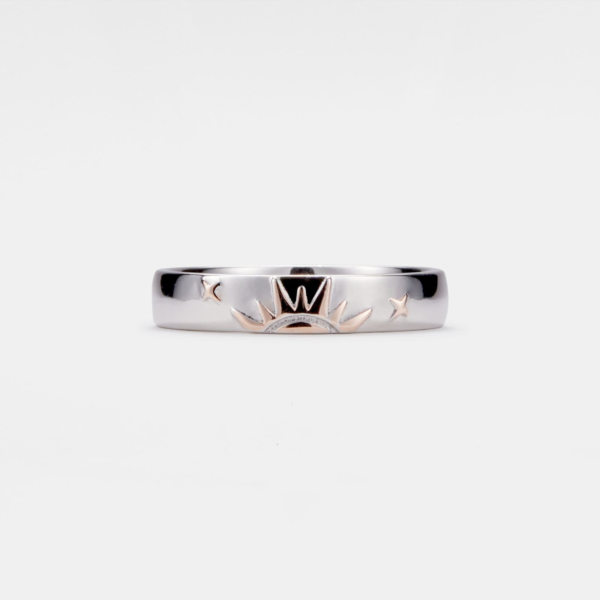 Perimade & Co. LLC - Venta al por mayor Anillo de banda/apilable - Anillo de pareja a juego con estrella de sol y luna en plata de ley 925