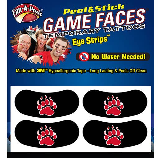 Bear Paw Game Faces® Red 2 Pair Eye Strips Peel & Stick for wholesale by Fanapeel / Gamefaces