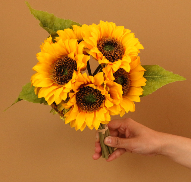 Sweet Home Deco - Venta al por mayor Flores artificiales - Ramo de girasoles de seda, flores decorativas de otoño, amarillo8