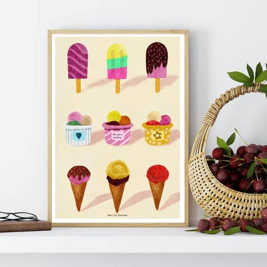 A4-Poster Eis-Illustrationen - Küchenwandkunst für den Großhandel von Nini La Fourmi