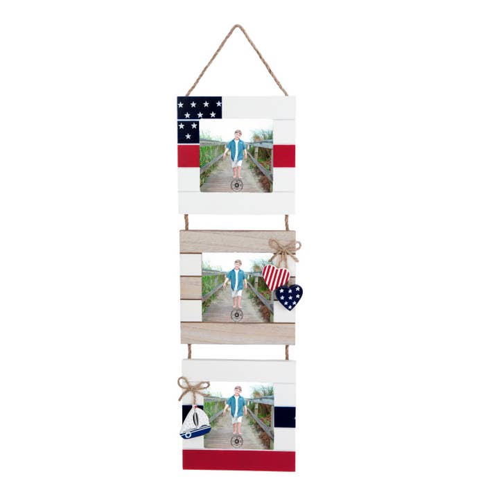 Beachcombers - Wholesale Picture Frame - SALE Patriotic Coastal Americana 3 Piece Picture Frame