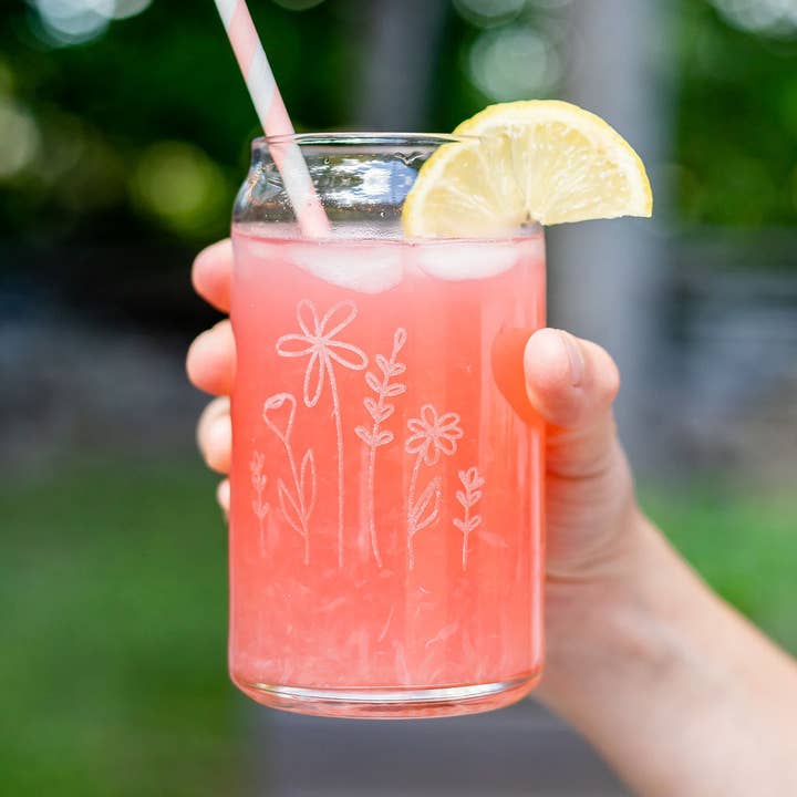 Summer Floral Drinking Glass for wholesale by Rudie Jo