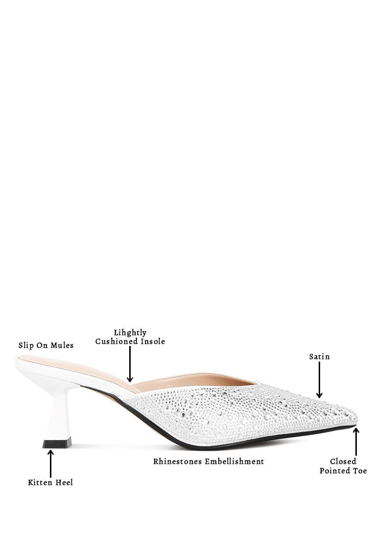 Rag Company - Vente Mules – femme - Mules en satin ornées de strass Aldora4