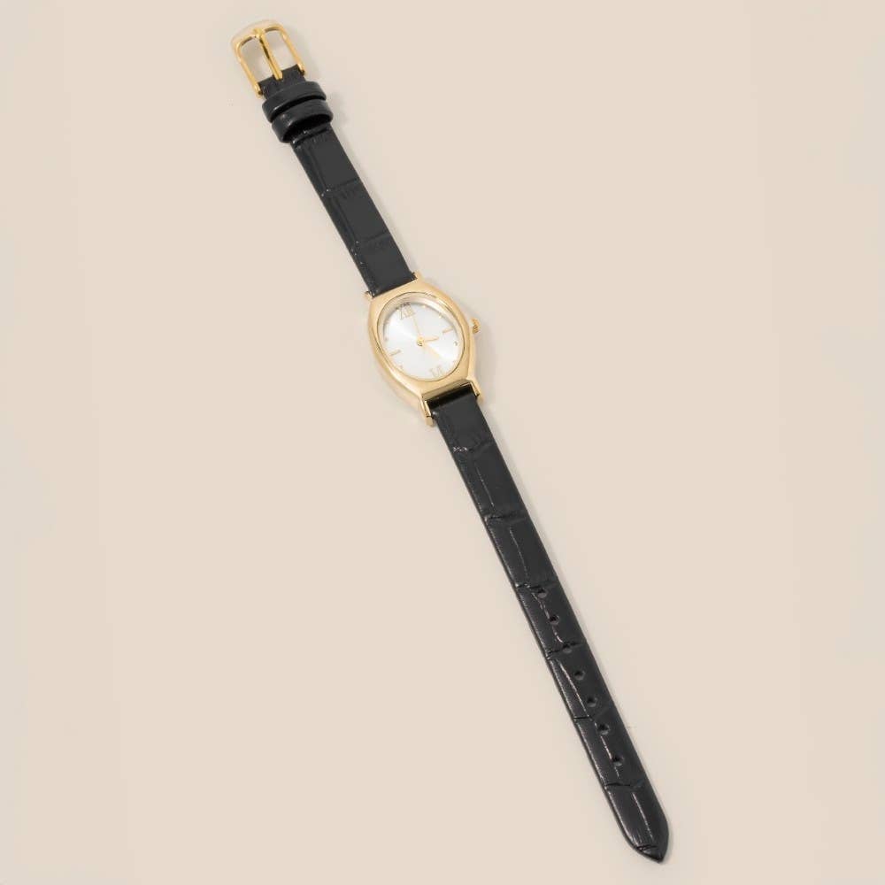 Anarchy Street - Vente Montre – femme - Montre ovale vintage à bracelet en cuir fin3