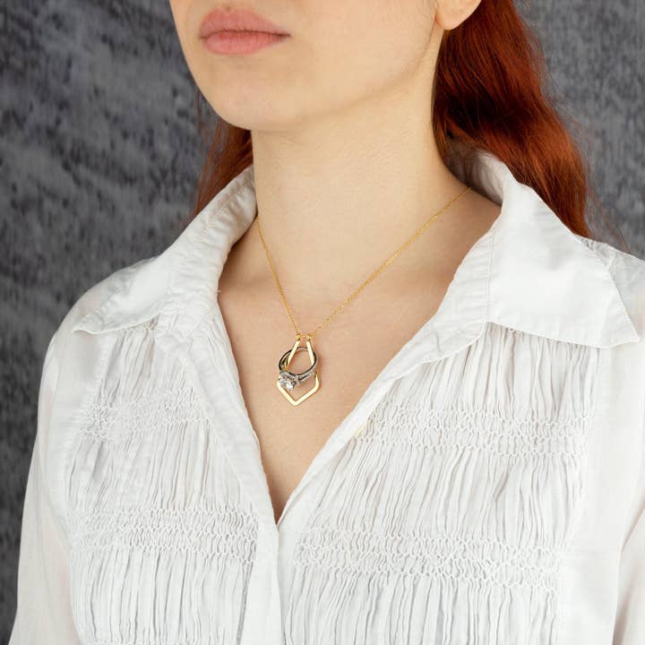 14k Solid Gold Ring Holder Necklace Minimalist for wholesale by Gowa Design