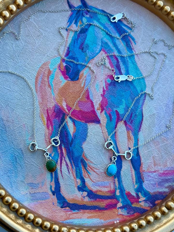 Sterling Silver Snaffle Bit Necklaces With Turquoise for wholesale by Desert Darlings Silver