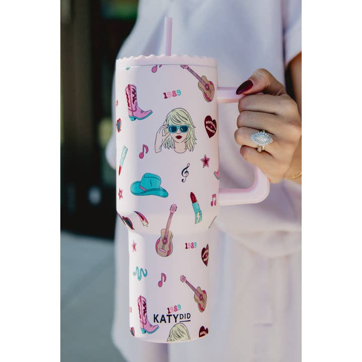 Light Pink Music Girl Eras Icons Wholesale 38 Oz Tumbler for wholesale on Faire