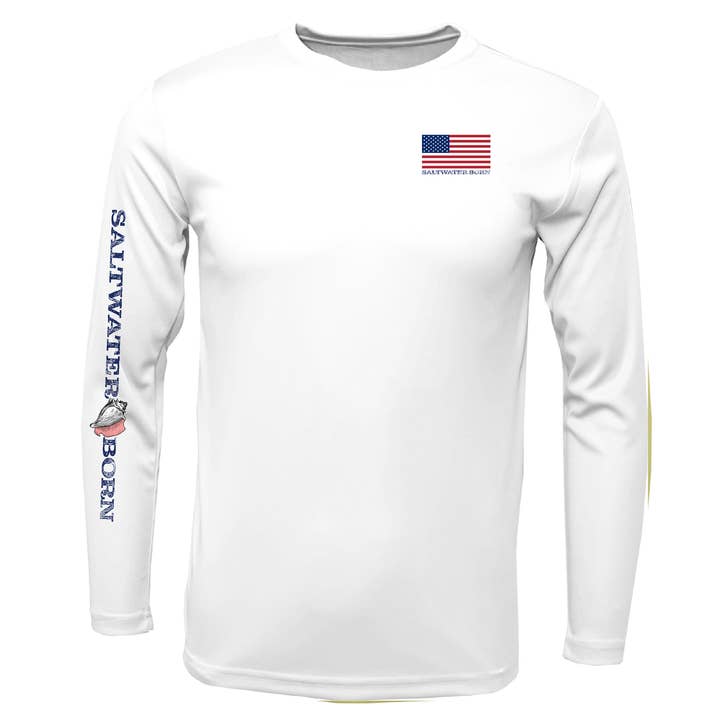 USA Snapper Long Sleeve UPF 50+ Dry-Fit Shirt for wholesale by Saltwater Born