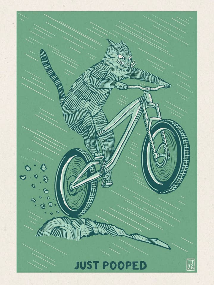 Just Pooped Downhill 5x7 for wholesale by Jesse Jarldane Art