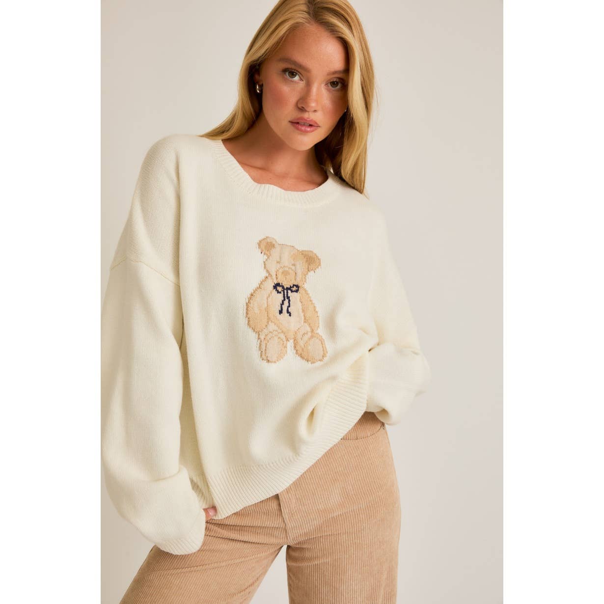 Apolline - Wholesale Knit Sweater - Women's - Long Sleeve Crew Neck Teddy Bear Graphic Sweater10