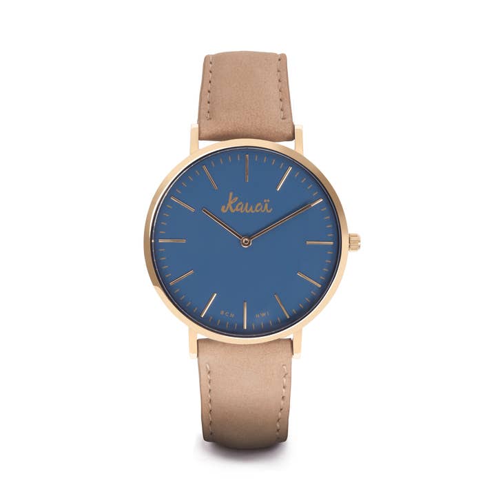 Orologio Donna Moana con quadrante blu e cinturino beige | Kauai per la vendita all'ingrosso da parte di Kauai watches