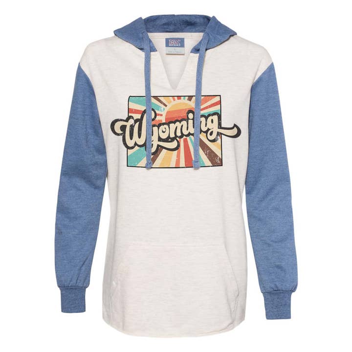 Wyoming Sunburst Colorblock Hoodie for wholesale by This Joyful Home