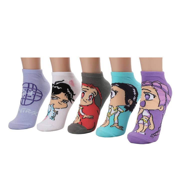 KPop Demon Hunters Hunter/X & Derpy 5-Pair Pack Casual Crew Socks for wholesale by Bioworld Merchandising