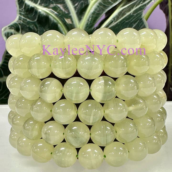 Pulsera elástica de sanación con cristales de ónix verde natural de 10 mm y 8 pulgadas para venta al por mayor de KayleeNYC